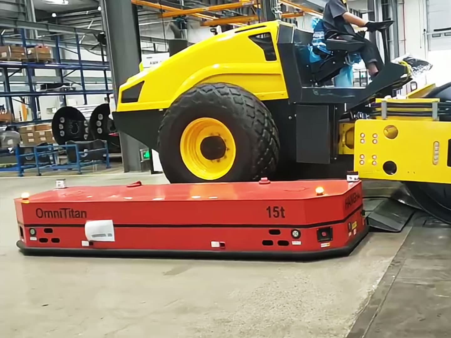 15t/30t重载全向运输车应用于压路机厂内之间的转运-2